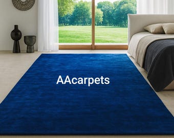 Koningsblauw vloerkleed, effen blauw tapijt voor woonkamer, luxe slaapkamertapijt, modern minimalistisch vloerkleed, zacht tapijt voor interieur