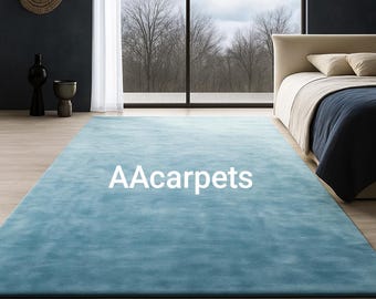 Soft Sky Blue Area Rug for Bedroom & Living Room – Modern Minimalist Solid Carpet, Cozy Soft Floor Mat, Home Décor Accent Rug
