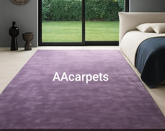 Purple Solid Plush Area Rug – Soft Luxury Carpet for Bedroom & Living Room | Modern Plain Floor Rug by AAcarpets Rug