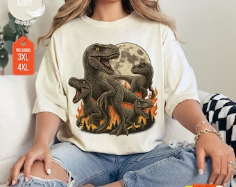Vintage Jurassic Dinosaur 90s Graphic T-Shirt, Retro T-Rex & Triceratops Tee