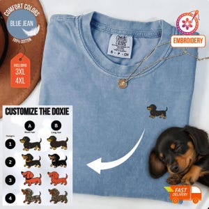 Dachshund Embroidered Patch Comfort Colors Tshirt: Doxie sweater, Dachshund sweatshirt