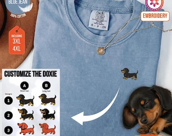 Dachshund Embroidered Patch Comfort Colors Tshirt: Doxie sweater, Dachshund sweatshirt