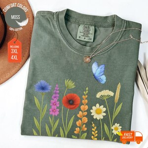 Wildflower Shirt, Comfort Colors Floral Shirt, Botanical Shirt, Flower Shirt, Wildflower Tshirt, Wild Flower, Nature Shirt, Cottagecore Tee