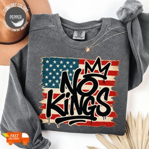 No Kings Graffiti T-Shirt, Comfort Colors Anti Trump Shirt, Anti Monarchy Streetwear, Protest Shirt USA Flag Tee, Political Democracy Resist