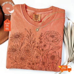 Comfort Colors Wildflower Shirt: Vintage Botanical Tee