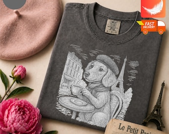 Dachshund in Paris T-Shirt: Vintage French Dog Tee