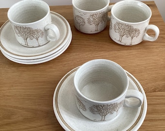 Set di 4 tazze e piattini Churchill Homespun Trees - Vintage