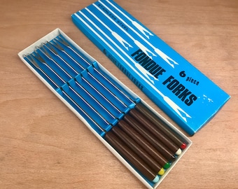 Set of 6 Vintage Fondue Forks - 11” - Unused and Boxed