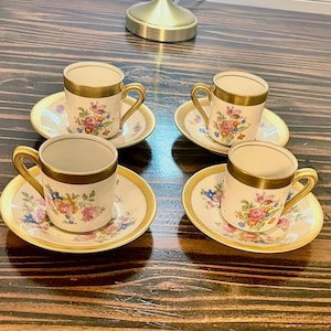 Set of 4 Concorde China Demitasse Cups and Saucers
