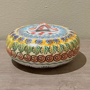 Small, Hand-Painted, Italian Ceramic Pottery Dish