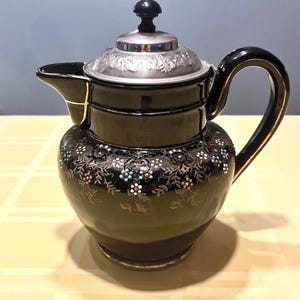 Antique Alexandra Pottery Hand-Painted  Ceramic Teapot