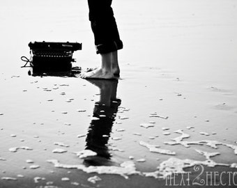 Typing on Jetsam - A Girl and Her Typewriter - 5x7 Inch Photograph