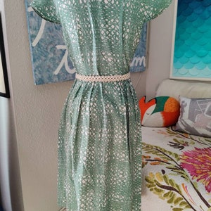 Size M: Green Cotton House Dress 1950s/60s, Bea Young Casual Everyday Vintage, MCM Mid Century 50s, Maisel Mad Men image 6