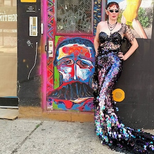 Custom: Sequined Mermaid Skirt/Tail- Adult Mermaid Costume, Ariel, Coney Island Parade, Walkable Siren Halloween Under The Sea Couture