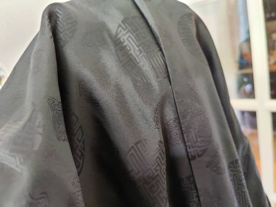 Size L Vintage Long Black Fleece Wool Asian Overcoat Mandarin - Etsy