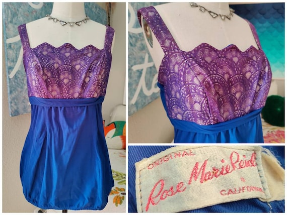Size M: Rose Marie Reid Vintage Lace Swimsuit, 50… - image 1