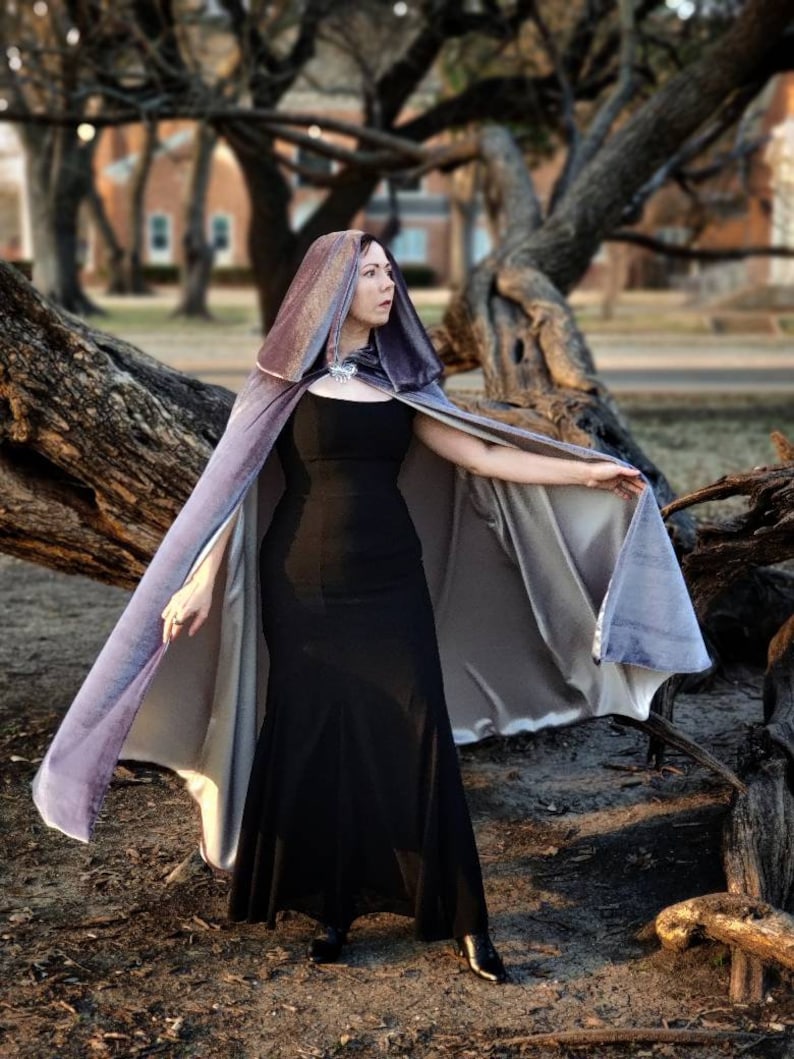 Custom: Arwen Requiem Inspired Cape, Lord of the Rings Cloak Elven Fantasy Cosplay with Butterfly Brooch, Adult Silver Grey Elf Costume image 4