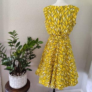 Size L: L'Aiglon 60s Citrus Sunbeam Dress, Vintage Lemon Yellow Mid Century Sundress 50s 60s IGWLA, Maisel Mad Men MCM Pinup Volup image 3