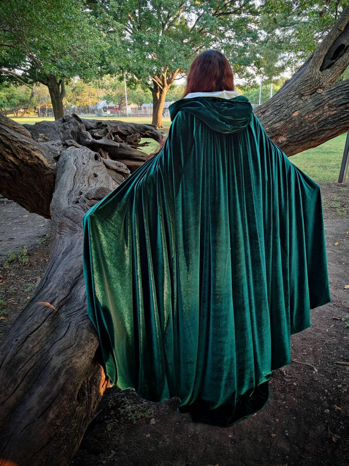 green velvet cape dress Green velvet fantasy cape main image 1
