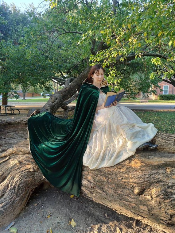 green emerald velvet dress Women's Josephine Sheath Cape Shoulder Crepe Floor Length Dress XS/S/M/L/XL/XXL/Customize Dark Green Mean Blvd Dark Green / XXL