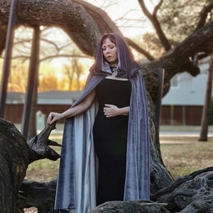 Custom: Arwen Requiem Inspired Cape, Lord of the Rings Cloak Elven Fantasy Cosplay with Butterfly Brooch, Adult Silver Grey Elf Costume image 6