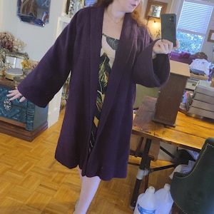 Size L Tall Lilli Ann Purplr Swing Coat, 1950s Mid Century Retro Jacket 100% Wool MCM Mid Mod Women's Statement Princess Coat, Velvet Lining