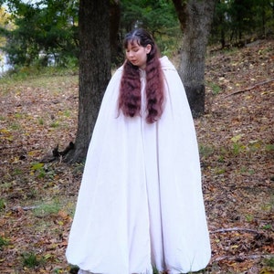 Snow & Roses: White Velvet Blush Satin Cape with Hood, Ivory Bridal Wedding Cloak, Veil Alternative, Winter Bride, Cosplay Costume, Ice Robe image 6