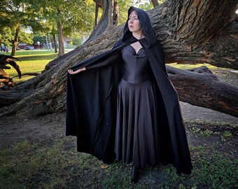 Black Wool Boucle Cape, Sith Jedi Anakin Robe, Star Wars Costume, Dune Lady Jessica Robe, Wizard Witch Cloak, Death Hood Reaper