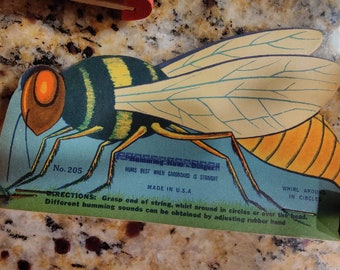 Pair of Vintage Insect Wasp "Buzzer" Toy Ephemera, Religious Advertisment Toy Oddities, Ad Christian Publishing