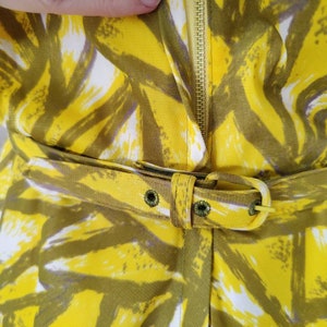 Size L: L'Aiglon 60s Citrus Sunbeam Dress, Vintage Lemon Yellow Mid Century Sundress 50s 60s IGWLA, Maisel Mad Men MCM Pinup Volup image 5