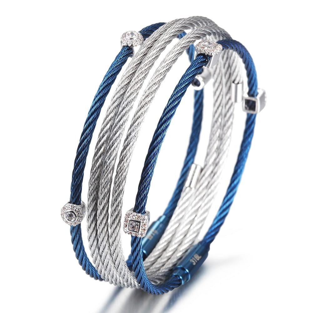 Stainless Steel Triple Cable Wire Flexible Bracelet Gold Etsy