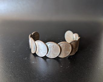 vintage Penny Bracelet Cuff Coin Bangle 1979 Pennies