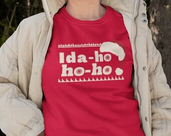 Idaho Ho Ho| Idaho Christmas Sweatshirt| Idaho Santa| Crewneck Sweater| Unisex| Idahoan| Idaho Gift| Idaho Christmas| Red| Idaho Holiday