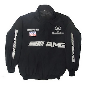 F1 Mercedes Benz AMG Black Vintage Racing Embroidered Jacket