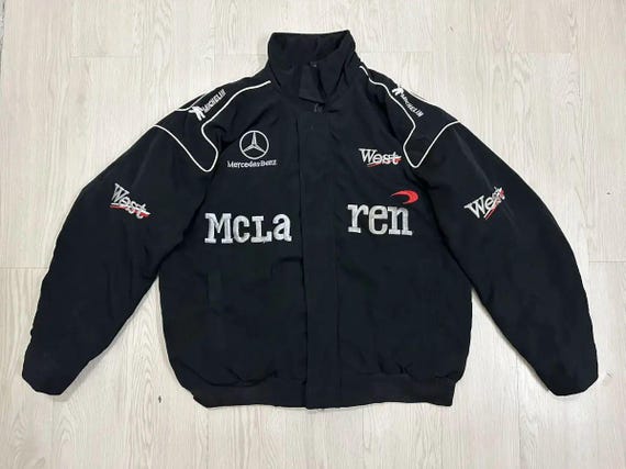 Mercedes Benz McLaren ジャケット グレー/ブラック Vintage Mercedes McLaren Racing Bomber Jacket – L - Bless Up