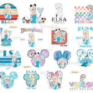 Pacchetto di clipart PNG della principessa Elsa: decorazioni per feste di Frozen (arte digitale)