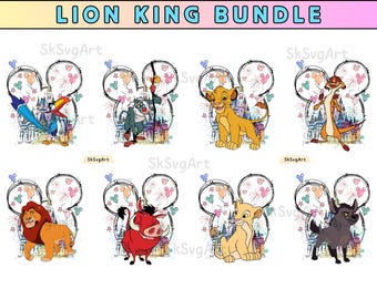 Paquete de imágenes prediseñadas del Rey León en acuarela: Viaje familiar (digital)