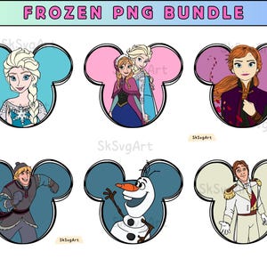 Frozen Cartoon PNG Bundle: Elsa, Anna, Olaf Clipart (Digital Download)