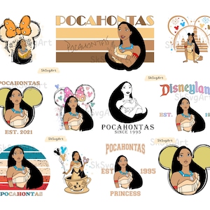 Pocahontas PNG Bundle, Princess Clipart, Digital Download Sublimation File, Cute Pocahontas Png Set, Princess Print, Pocahontas Digital