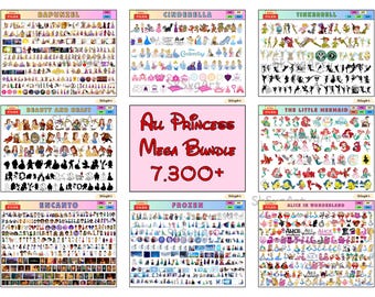 Paquete de imágenes prediseñadas SVG de princesas: más de 7300 archivos de corte (descarga digital)