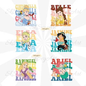 Princess Clipart Pack: Ariel, Belle, Cinderella, Elsa, Jasmine, Rapunzel (PNG Digital Download)