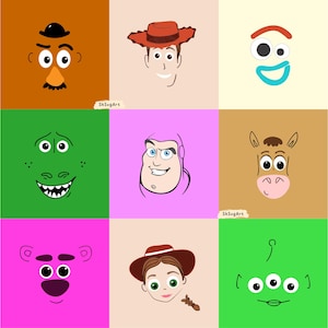 Toy Story Faces SVG Bundle: Cricut Cut Files, Clipart (Digital Download)