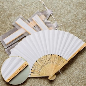 Personalized Engraved Silk Fan with Gift Bag Elegant Wedding Fan Decoration Custom