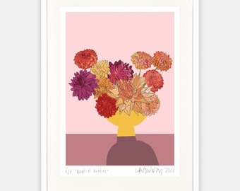 Bowl of Dahlias by Hannah Broadway