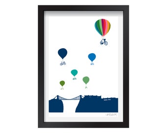 Bristol Bike Balloon  - signed,  editioned digital print by Hannah Broadway