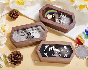 Pet Fur Keepsake Memorial Box, Custom Rainbow Bridge, Pet Tag Keeper, Dog Loss, Death of Dog Cat, Personalized Memorial Box Loss of Pet