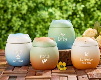 Anpassad urna för katt, Graverad urna för kattaskan, urna för husdjur, Personlig kremering av husdjur, Urna för katttassar med namn och datum