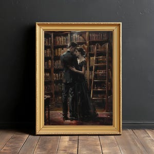 Lámina de romance literario, decoración de pared de biblioteca de Dark Academia, imprimible vintage para amantes de la literatura, descarga digital