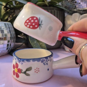 Long handle milk jug | Ceramic mini milk pitcher pan