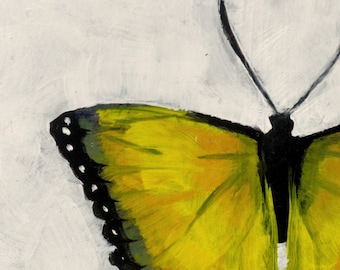 Mini Acrylic Painting Yellow Butterfly OOAK